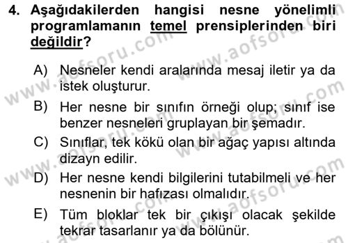 İleri Programlama 1 Dersi 2021 - 2022 Yılı Yaz Okulu Sınav Soruları 4. Soru