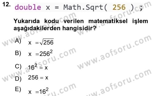 İleri Programlama 1 Dersi 2022 - 2023 Yılı Yaz Okulu Sınav Soruları 12. Soru