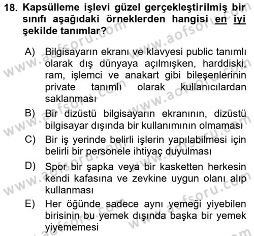 İleri Programlama 1 Dersi 2022 - 2023 Yılı Yaz Okulu Sınav Soruları 18. Soru