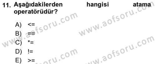 İleri Programlama 1 Dersi 2023 - 2024 Yılı (Vize) Ara Sınav Soruları 11. Soru