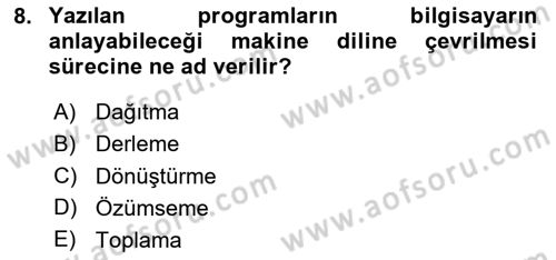 İleri Programlama 1 Dersi 2023 - 2024 Yılı (Vize) Ara Sınav Soruları 8. Soru
