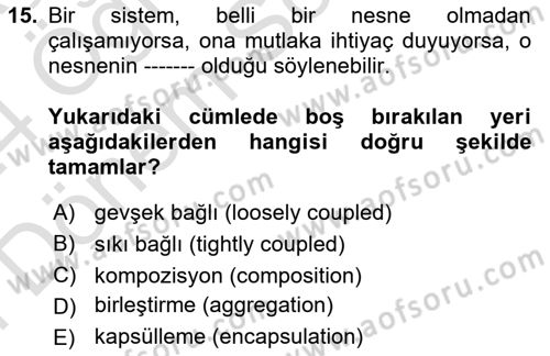 İleri Programlama 1 Dersi 2023 - 2024 Yılı (Final) Dönem Sonu Sınav Soruları 15. Soru