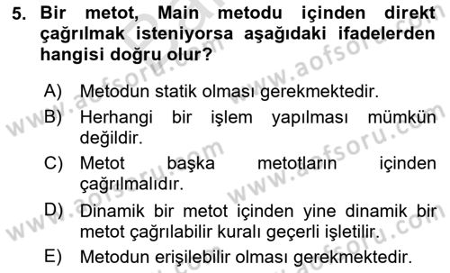 İleri Programlama 1 Dersi 2023 - 2024 Yılı (Final) Dönem Sonu Sınav Soruları 5. Soru