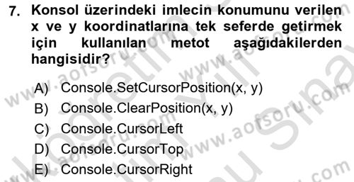 İleri Programlama 1 Dersi 2023 - 2024 Yılı (Final) Dönem Sonu Sınav Soruları 7. Soru