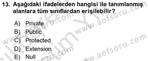 İleri Programlama 1 Dersi 2023 - 2024 Yılı Yaz Okulu Sınav Soruları 13. Soru