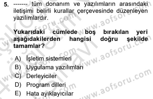 İleri Programlama 1 Dersi 2023 - 2024 Yılı Yaz Okulu Sınav Soruları 5. Soru