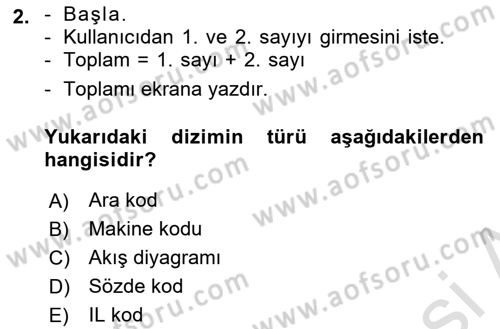 İleri Programlama 1 Dersi 2024 - 2025 Yılı (Vize) Ara Sınav Soruları 2. Soru