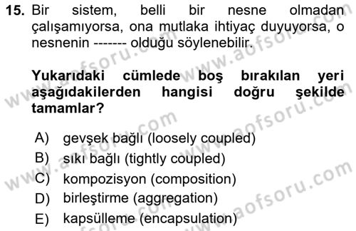 İleri Programlama 1 Dersi 2024 - 2025 Yılı (Final) Dönem Sonu Sınav Soruları 15. Soru