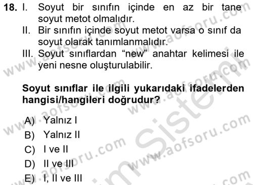 İleri Programlama 1 Dersi 2024 - 2025 Yılı (Final) Dönem Sonu Sınav Soruları 18. Soru