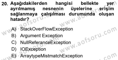 İleri Programlama 1 Dersi 2024 - 2025 Yılı (Final) Dönem Sonu Sınav Soruları 20. Soru