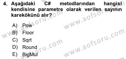 İleri Programlama 1 Dersi 2024 - 2025 Yılı (Final) Dönem Sonu Sınav Soruları 4. Soru
