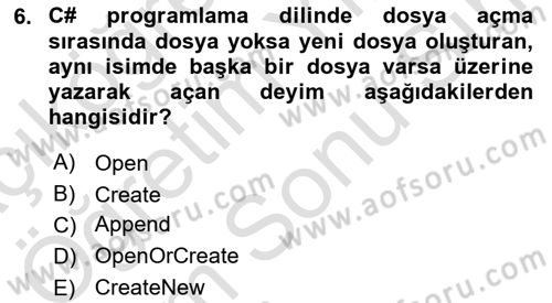İleri Programlama 1 Dersi 2024 - 2025 Yılı (Final) Dönem Sonu Sınav Soruları 6. Soru