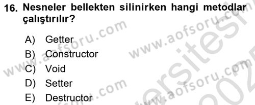 İleri Programlama 1 Dersi 2024 - 2025 Yılı Yaz Okulu Sınav Soruları 16. Soru