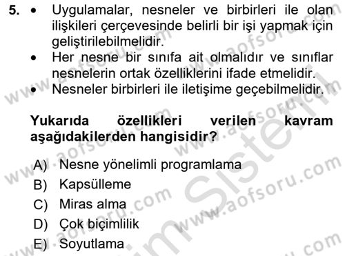 İleri Programlama 1 Dersi 2024 - 2025 Yılı Yaz Okulu Sınav Soruları 5. Soru