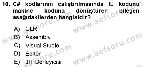 İleri Programlama 1 Dersi 2025 - 2026 Yılı (Vize) Ara Sınav Soruları 10. Soru
