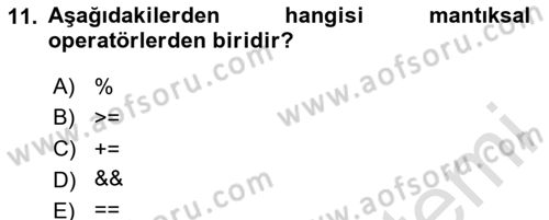 İleri Programlama 1 Dersi 2025 - 2026 Yılı (Vize) Ara Sınav Soruları 11. Soru