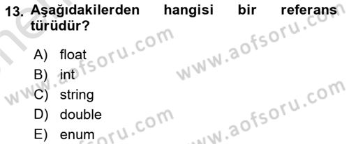İleri Programlama 1 Dersi 2025 - 2026 Yılı (Vize) Ara Sınav Soruları 13. Soru