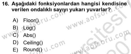 İleri Programlama 1 Dersi 2025 - 2026 Yılı (Vize) Ara Sınav Soruları 16. Soru