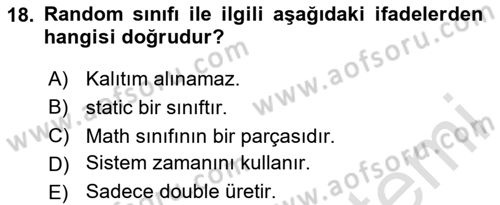 İleri Programlama 1 Dersi 2025 - 2026 Yılı (Vize) Ara Sınav Soruları 18. Soru