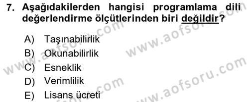 İleri Programlama 1 Dersi 2025 - 2026 Yılı (Vize) Ara Sınav Soruları 7. Soru