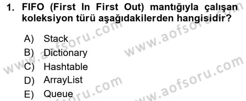 İleri Programlama 1 Dersi 2025 - 2026 Yılı (Final) Dönem Sonu Sınav Soruları 1. Soru