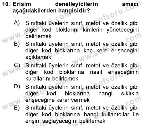 İleri Programlama 1 Dersi 2025 - 2026 Yılı (Final) Dönem Sonu Sınav Soruları 10. Soru