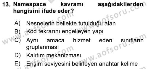 İleri Programlama 1 Dersi 2025 - 2026 Yılı (Final) Dönem Sonu Sınav Soruları 13. Soru