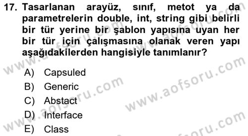 İleri Programlama 1 Dersi 2025 - 2026 Yılı (Final) Dönem Sonu Sınav Soruları 17. Soru