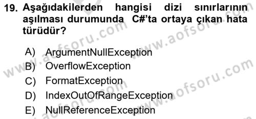 İleri Programlama 1 Dersi 2025 - 2026 Yılı (Final) Dönem Sonu Sınav Soruları 19. Soru