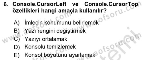 İleri Programlama 1 Dersi 2025 - 2026 Yılı (Final) Dönem Sonu Sınav Soruları 6. Soru