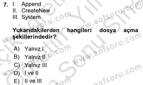 İleri Programlama 1 Dersi 2025 - 2026 Yılı (Final) Dönem Sonu Sınav Soruları 7. Soru