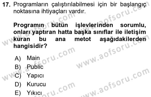 Programlama 1 Dersi 2021 - 2022 Yılı (Vize) Ara Sınavı 17. Soru