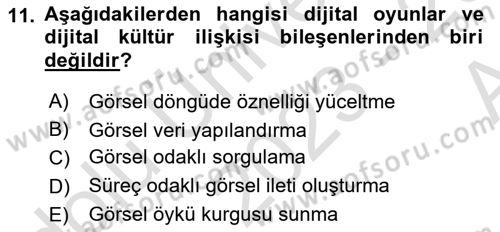 Dijital Dönüşüm Dersi Ara Sınavı Deneme Sınav Soruları 11. Soru