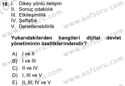 Dijital Dönüşüm Dersi Ara Sınavı Deneme Sınav Soruları 19. Soru