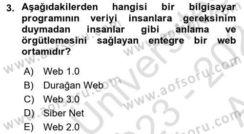 Dijital Dönüşüm Dersi Ara Sınavı Deneme Sınav Soruları 3. Soru