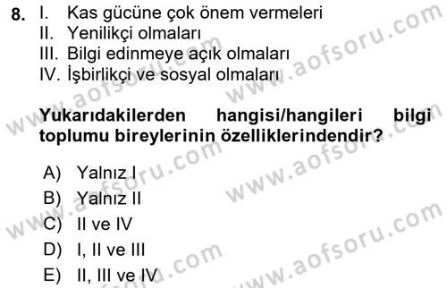 Dijital Dönüşüm Dersi Ara Sınavı Deneme Sınav Soruları 8. Soru