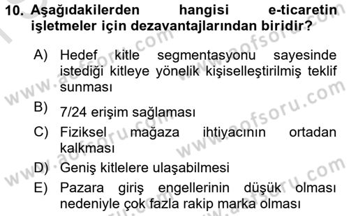 Dijital Dönüşüm Dersi 2023 - 2024 Yılı (Final) Dönem Sonu Sınav Soruları 10. Soru