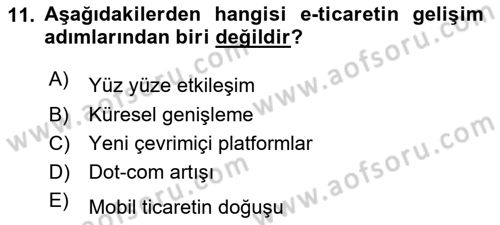 Dijital Dönüşüm Dersi 2023 - 2024 Yılı Yaz Okulu Sınav Soruları 11. Soru