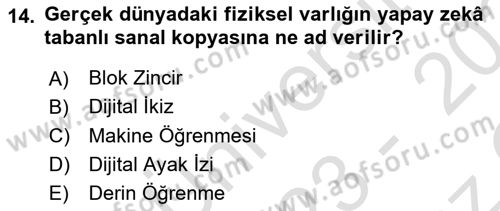 Dijital Dönüşüm Dersi 2023 - 2024 Yılı Yaz Okulu Sınav Soruları 14. Soru