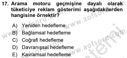 Dijital Dönüşüm Dersi 2023 - 2024 Yılı Yaz Okulu Sınav Soruları 17. Soru