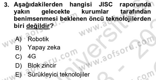 Dijital Dönüşüm Dersi 2023 - 2024 Yılı Yaz Okulu Sınav Soruları 3. Soru
