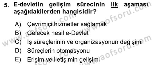 Dijital Dönüşüm Dersi 2023 - 2024 Yılı Yaz Okulu Sınav Soruları 5. Soru