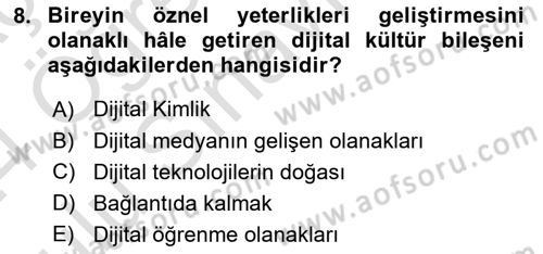 Dijital Dönüşüm Dersi 2023 - 2024 Yılı Yaz Okulu Sınav Soruları 8. Soru