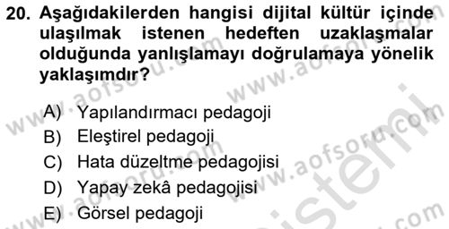 Dijital Dönüşüm Dersi 2024 - 2025 Yılı (Vize) Ara Sınavı 20. Soru