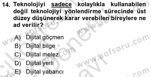 Dijital Dönüşüm Dersi 2024 - 2025 Yılı (Final) Dönem Sonu Sınav Soruları 14. Soru