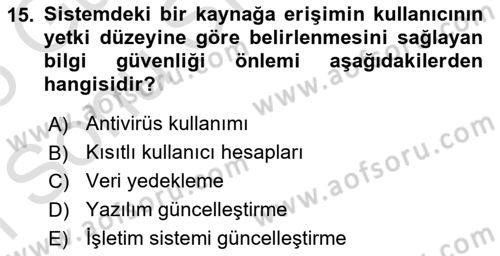 Dijital Dönüşüm Dersi 2024 - 2025 Yılı (Final) Dönem Sonu Sınav Soruları 15. Soru