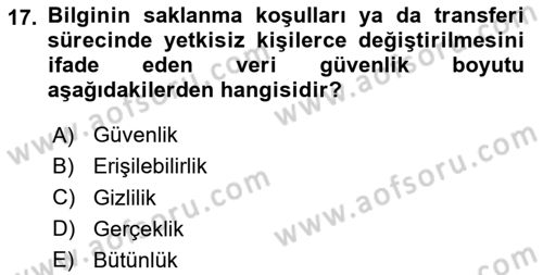 Dijital Dönüşüm Dersi 2024 - 2025 Yılı (Final) Dönem Sonu Sınav Soruları 17. Soru