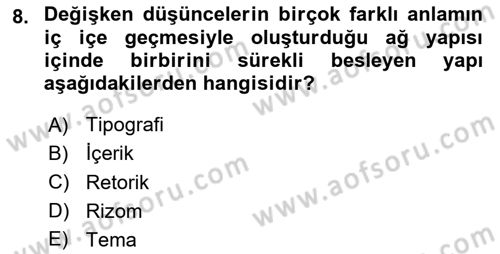 Dijital Dönüşüm Dersi 2024 - 2025 Yılı (Final) Dönem Sonu Sınav Soruları 8. Soru