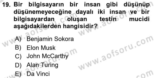 Dijital Dönüşüm Dersi 2024 - 2025 Yılı Yaz Okulu Sınav Soruları 19. Soru