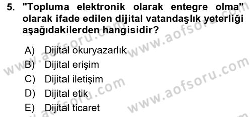 Dijital Dönüşüm Dersi 2024 - 2025 Yılı Yaz Okulu Sınav Soruları 5. Soru